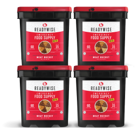 240 Serving Meat Package Includes: 4 Freeze Dried Meat Buckets