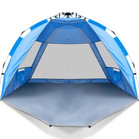 Beach Tent, 2-4 Person Pop-up Beach Tent Sun Shelter, UPF 50+ UV Protection Portable Waterproof Beach Tent, Sunshade with Extendable Floor for Family,