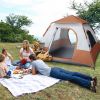 240*240*150cm Spring Quick Opening Four-Person Family Tent Camping Tent Brown