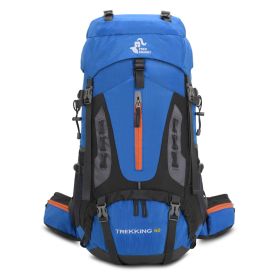 60L Mountaineering Package Outside Hiking Backpack Outdoor Camping Gift Rain Cover (Option: Light Blue-60l)