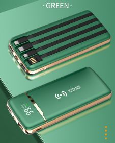 Gold-plated Shared Self-contained Four-wire High-capacity Rechargeable Battery (Option: Green-20000mAh)