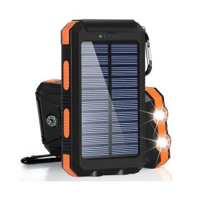 Solar Power Bank Compass 20000mAh Outdoor Mobile Phone Dual Headlights (Option: Black orange-20000mah)