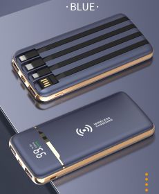 Gold-plated Shared Self-contained Four-wire High-capacity Rechargeable Battery (Option: Blue-20000mah)