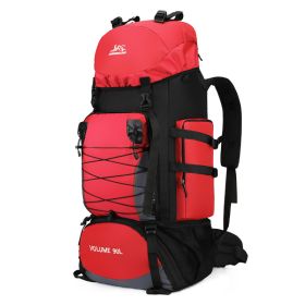 Men's Outdoor Hiking Bag 90L Large Capacity (Color: Red)