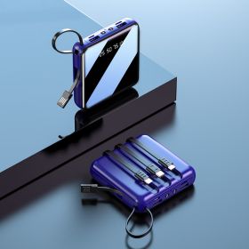 Full Mirror Digital Display With Cable Mini Power Bank (Option: Blue-20000mah)