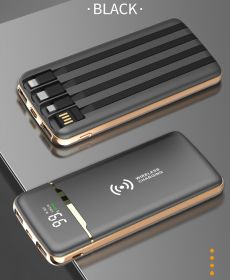 Gold-plated Shared Self-contained Four-wire High-capacity Rechargeable Battery (Option: Black-20000mAh)