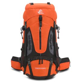 60L Mountaineering Package Outside Hiking Backpack Outdoor Camping Gift Rain Cover (Option: Orange-60L)