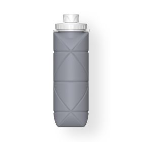 20oz Durable Collapsible Water Bottles Leakproof Valve Reusable BPA Free Silicone Foldable Travel Water Bottle For Gym Camping Hiking Travel Sports (Color: grey)