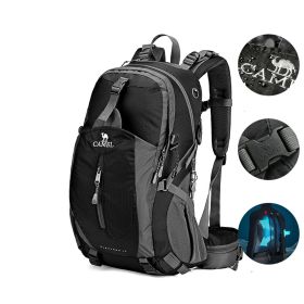 Outdoor Sports Mountaineering Bag Large Capacity Waterproof Backpack (Color: Black)